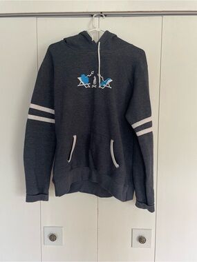Women’s XL LivinFresh Heather Blue Gray Hoodie Up North Michigan Logo